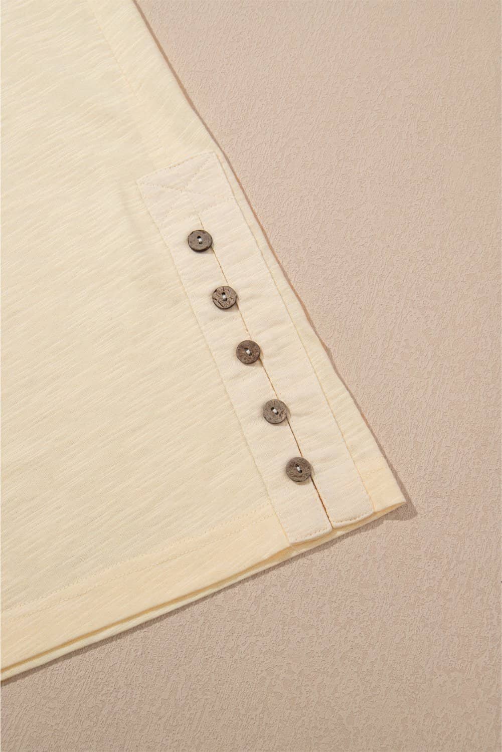 Beige Solid Color Tank Top And Smocked Waist Pants Set