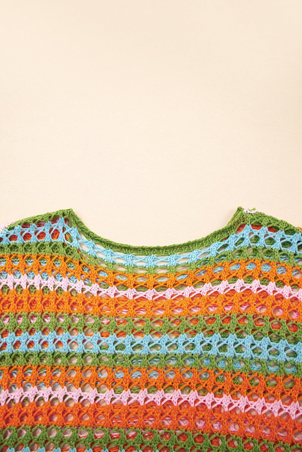 Carrot Multi Stripe Open Knit Sweater Beach Cover Up