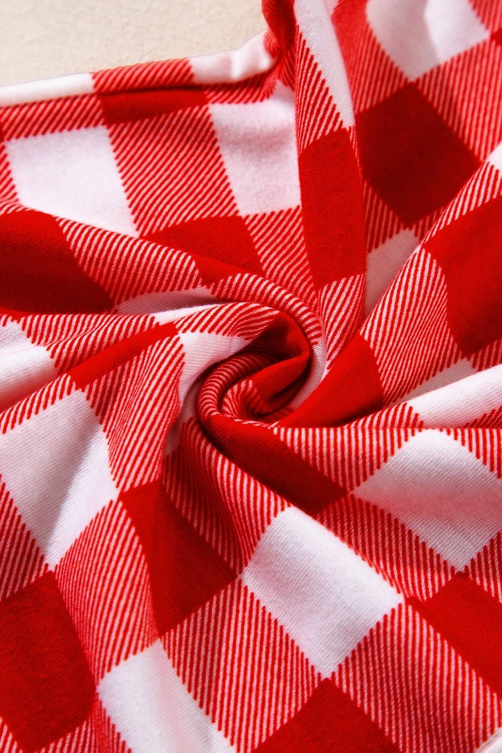 Fiery Red Christmas Plaid Print Shirt And Pants Pajama Set