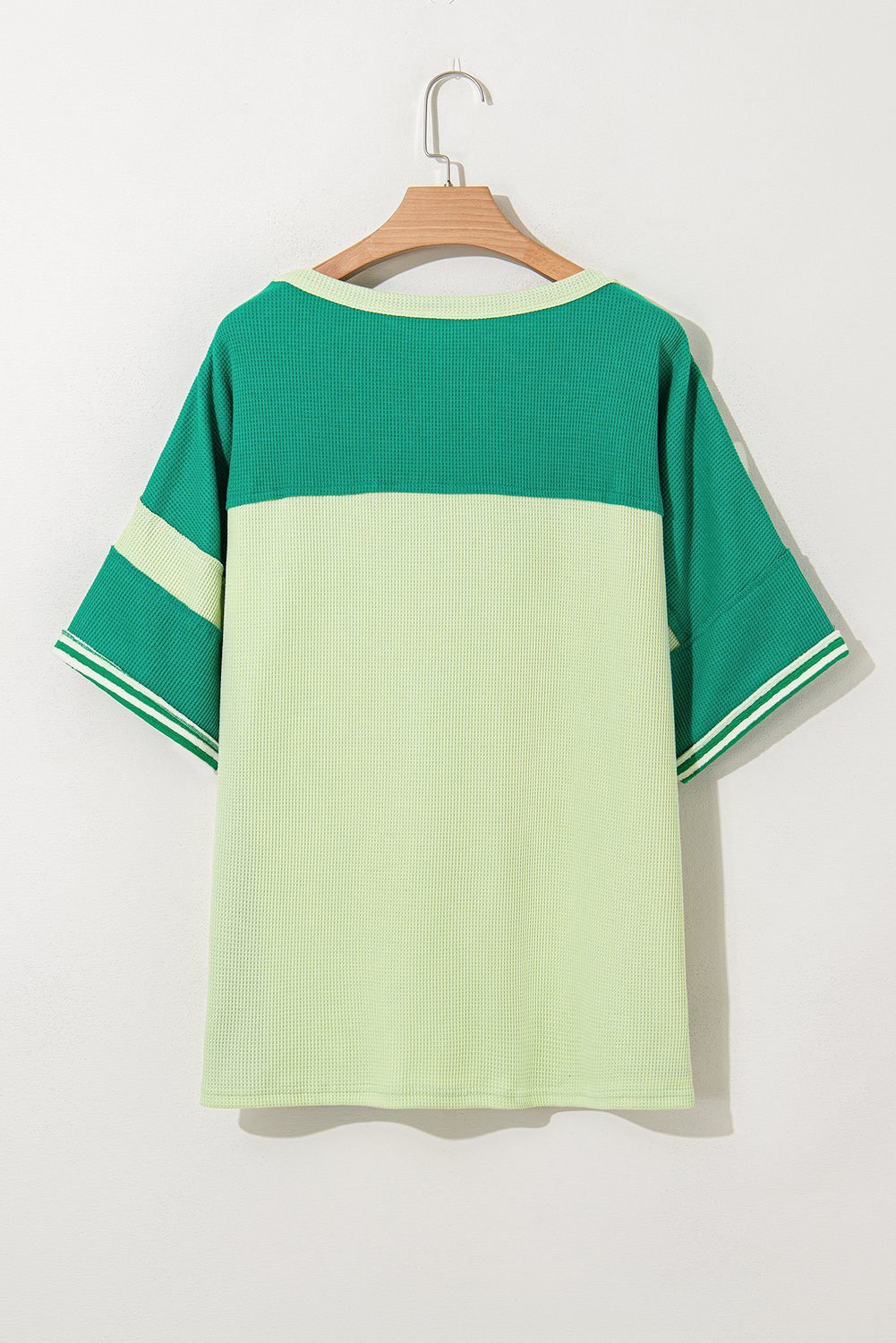 Green Stripe Patchwork Colorblock Plus Size T Shirt