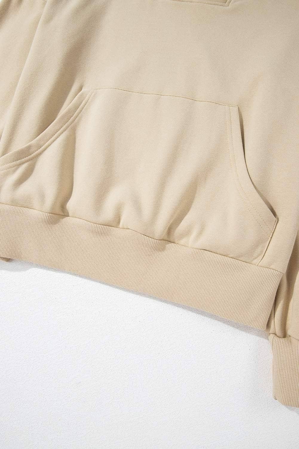 Smoke Gray Zip-Up Stand Neck Kangaroo Pocket Sweatshirt