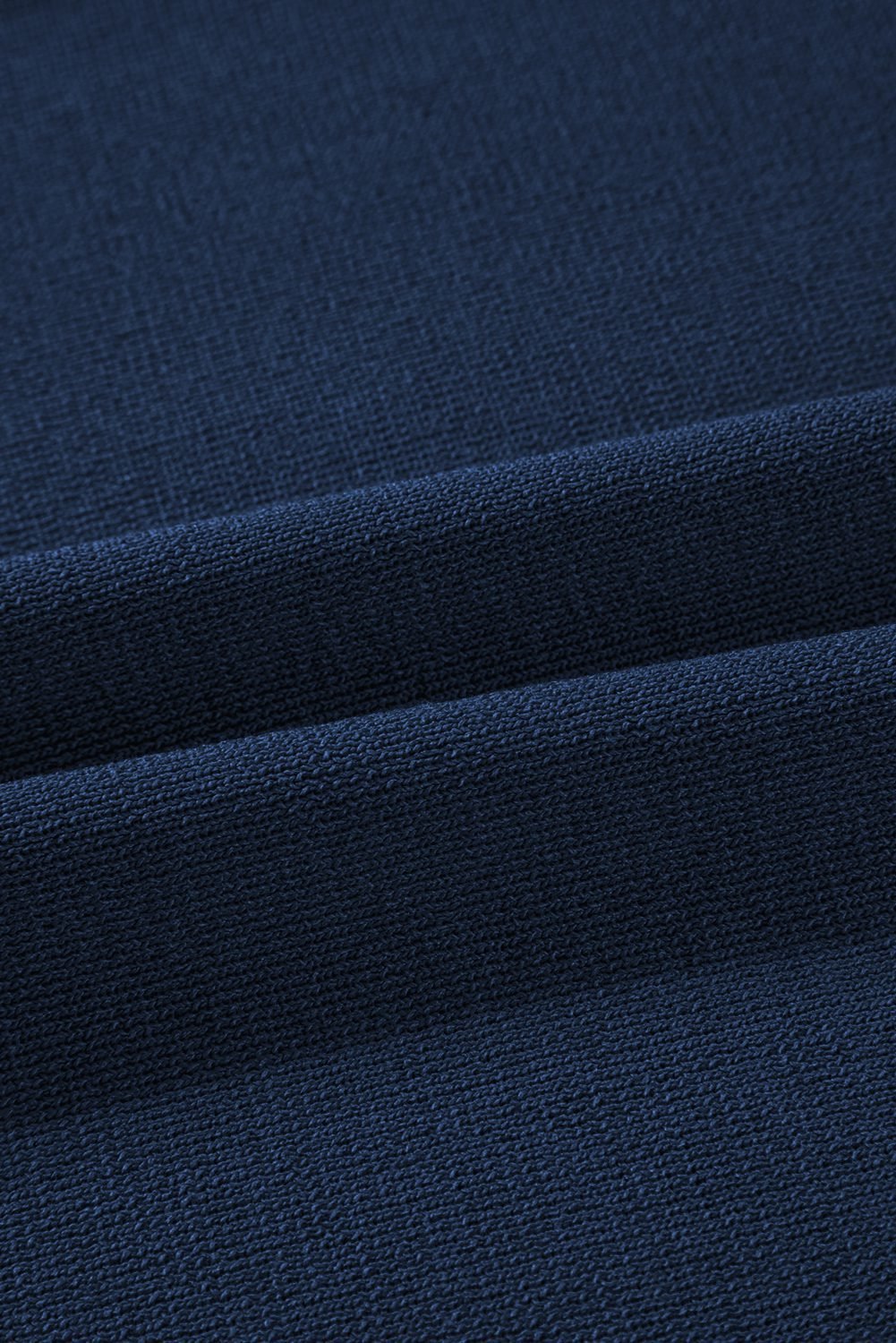 Navy Blue Contrast Trim Half Sleeve Top Drawstring Pants Loose 2Pcs Sweater Suit