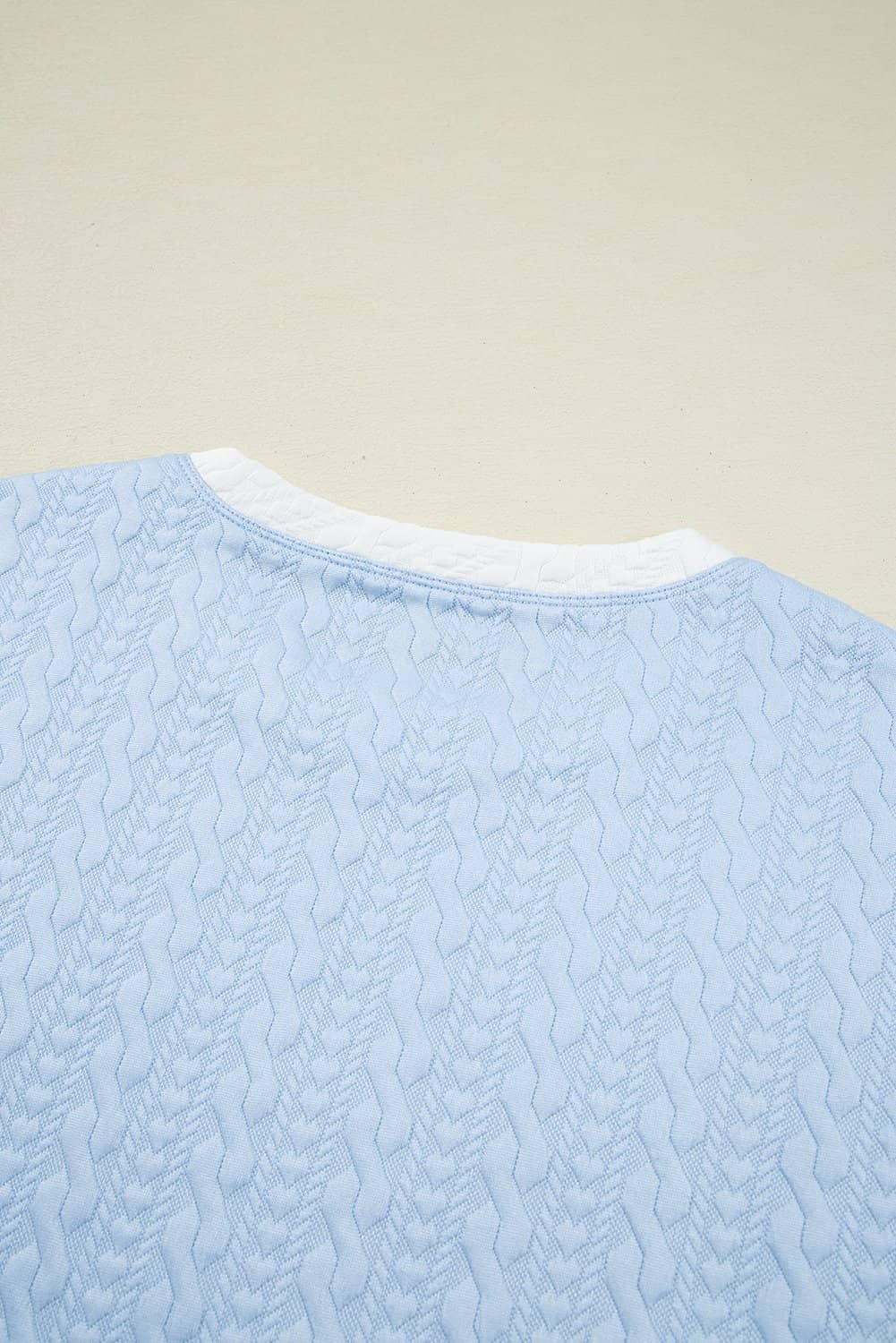 Beau Blue Contrast Trim Textured Crewneck Tee And Pocketed Skirt Set