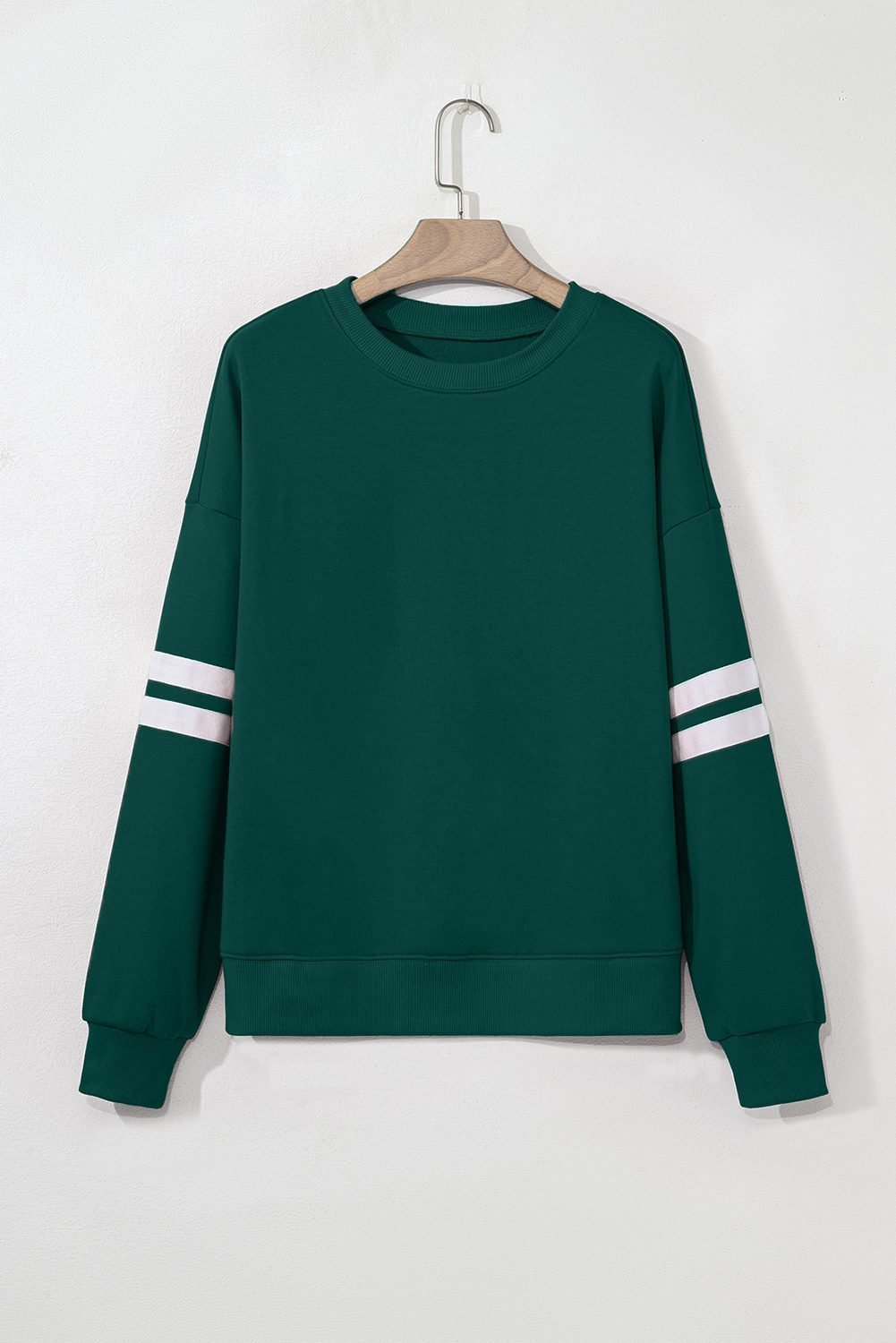 Evergreen Varsity Striped Detail Drop Shoulder Oversized Sweatshirt