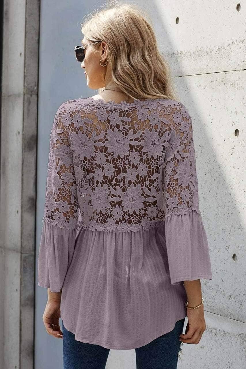 Purple Crochet Lace Button Top