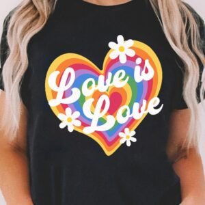 Black Love Is Love Rainbow Heart Graphic Crewneck Tee