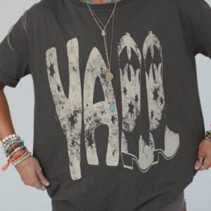 Carbon Grey Vintage Yall Cowboy Boots Graphic Tee