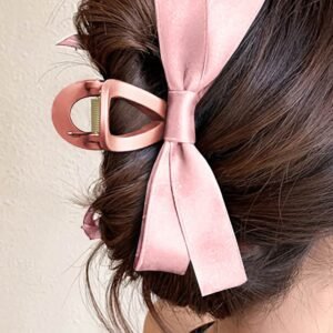 Pink Bow Decor Large Hair Claw Clip