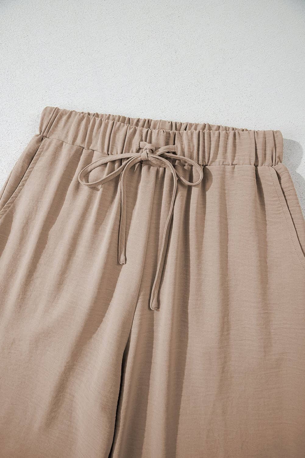 Goat Buttoned Vest Drawstring Wide Leg Pants 2Pcs Set