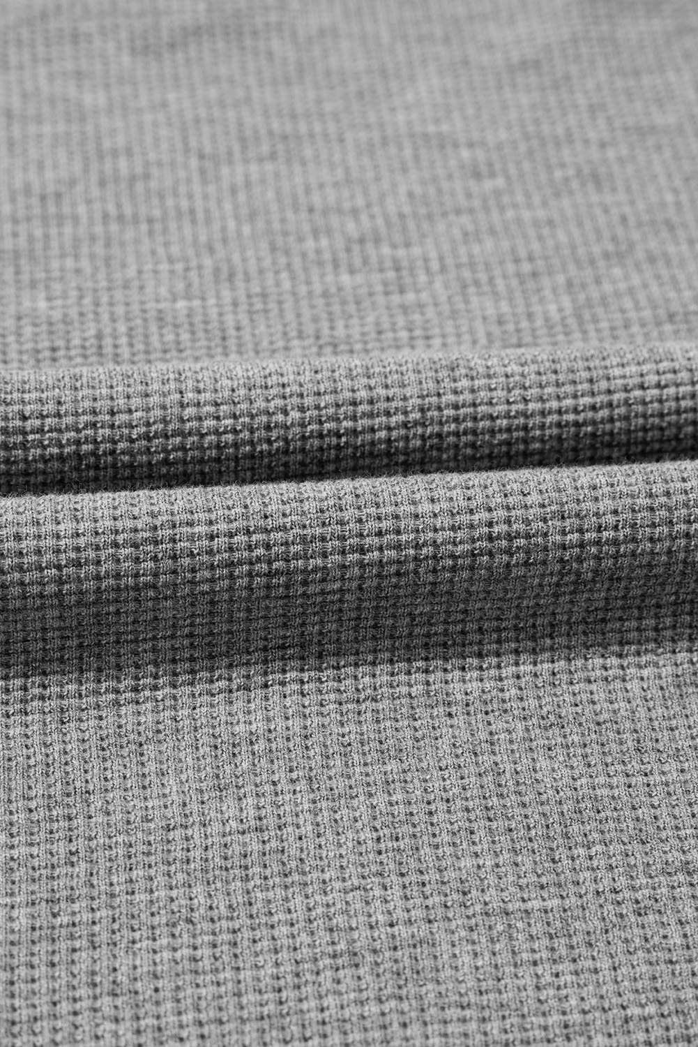 Gray Waffle Knit Bishop Sleeve Split Oversized Top