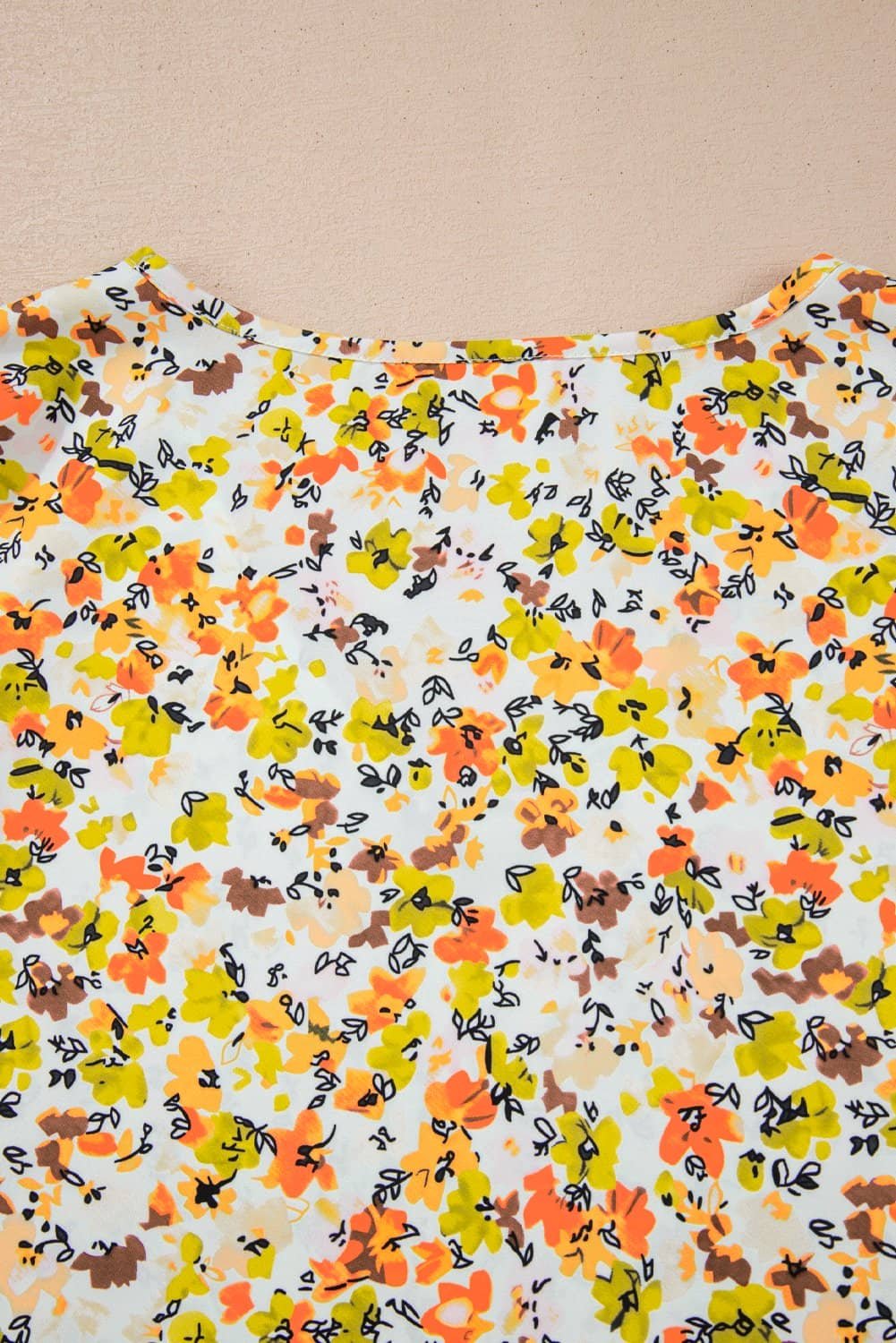 Green Floral Print Ruffled Sleeveless V Neck Tank Top