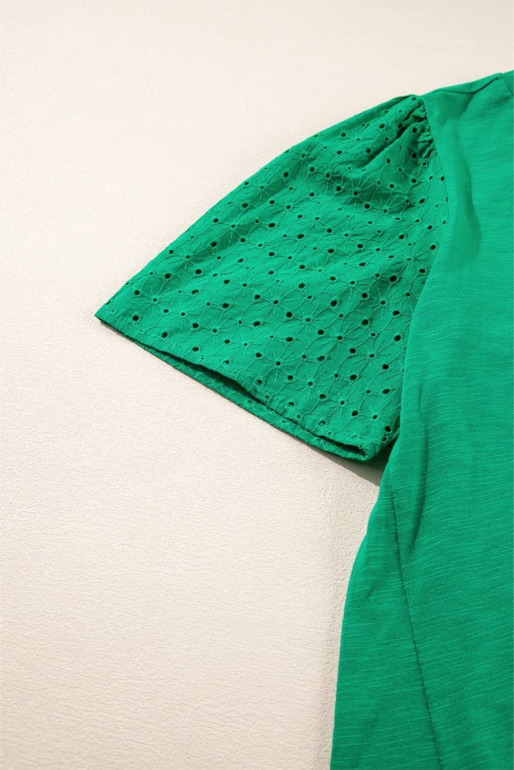 Bright Green Eyelet Embroidered Patchwork Shift Top