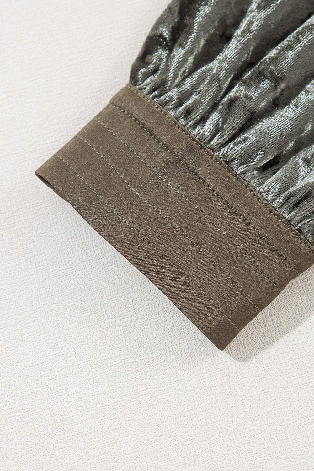 Jungle Green Velvet Long Sleeve V Neck Loose Dress With Pockets