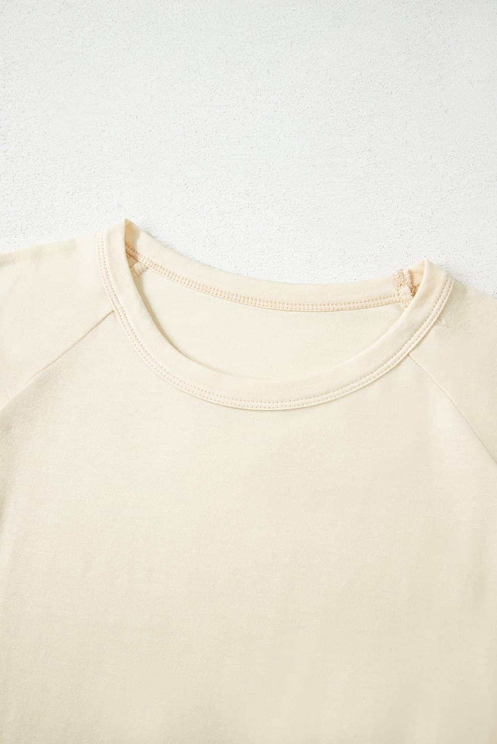 White Color Block Stitched Sleeve Loose T Shirt