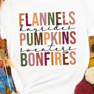White Flannels Pumpkins Bonfires Crewneck Graphic Tee