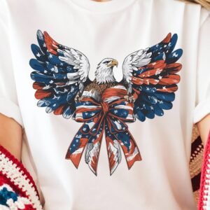 White American Flag Eagle Print Independence Day Tee