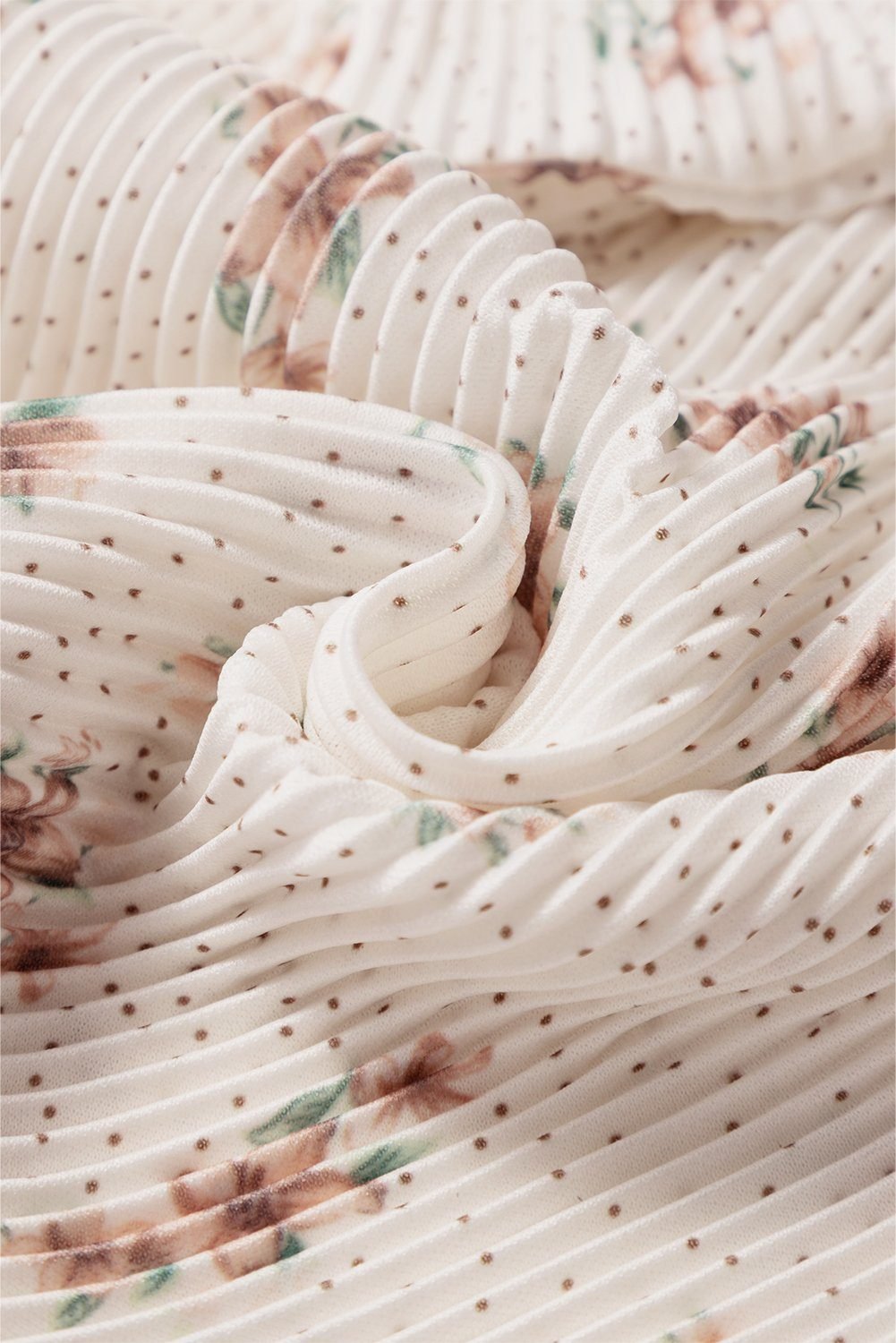 White Floral Pleated Big Bow Back Spaghetti Straps Tank Top