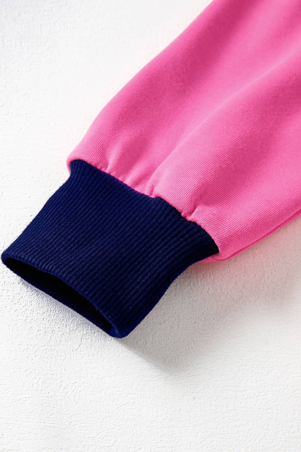 Pink Stripe Color Block V Neck Loose Fit Long Sleeve Top