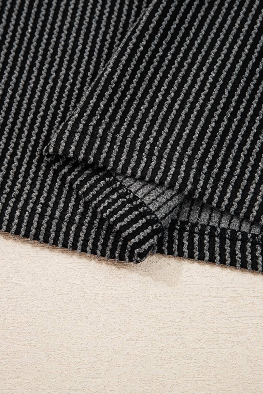 Carbon Grey Twisted Rib Texture Leopard Patchwork Detail 2Pcs Pant Set