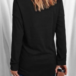 Black Solid Color V Neck Long Sleeve Knit Top
