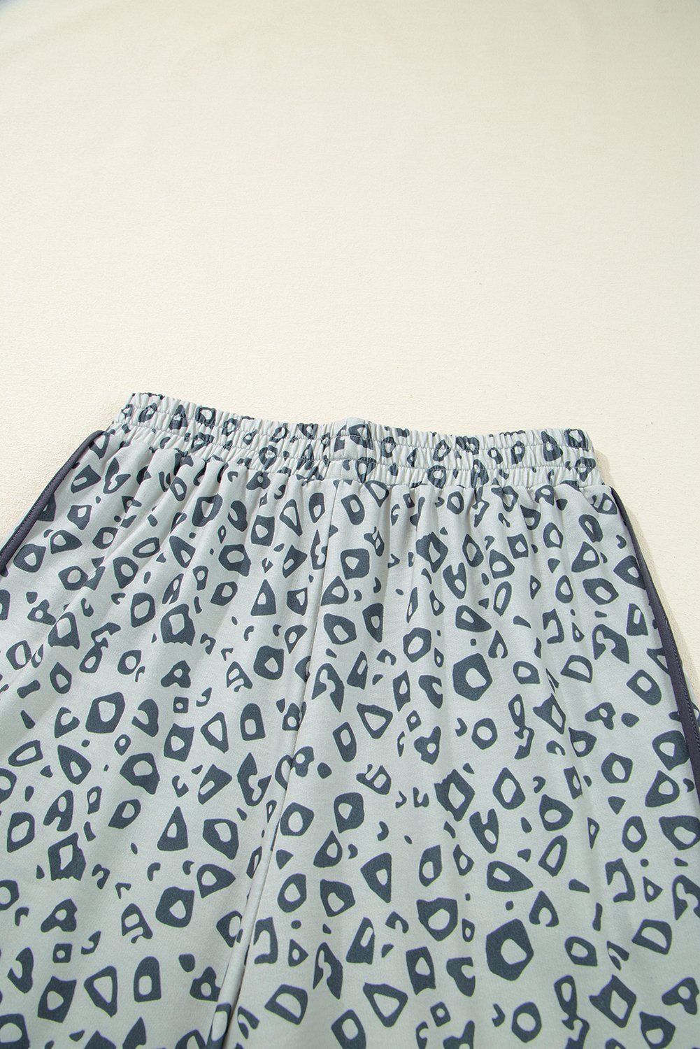 Gray Leopard High Waist Side Bow Straight Leg