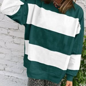 Evergreen Colorblock Drop Shoulder Baggy Sweatshirt