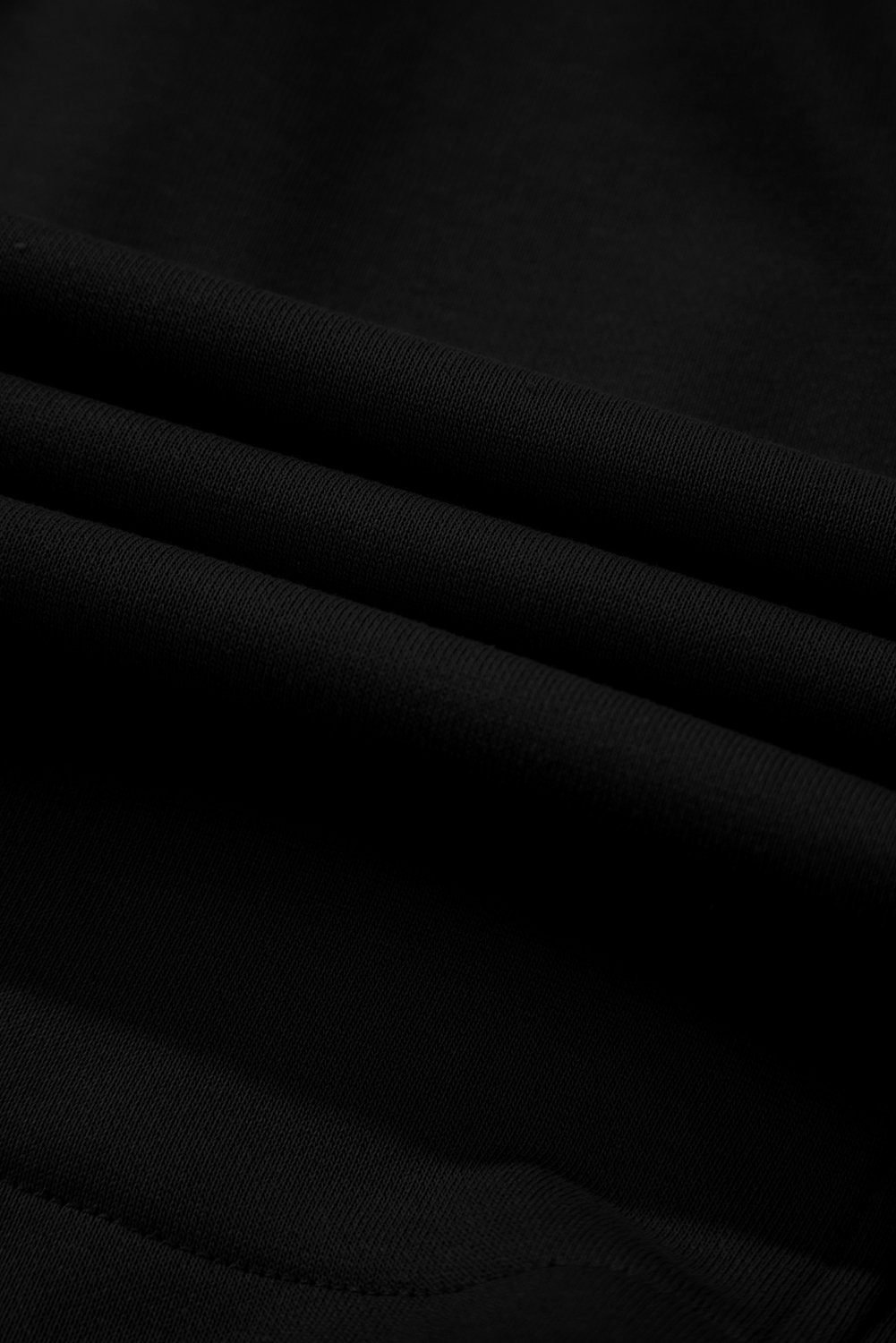 Black French Terry Zipped Collar Sleeveless Drawstring Waist Mini Dress