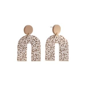 Beige Neutral Animal Print U Shaped Earrings