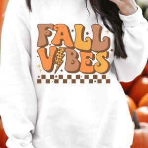 Beige Fall Vibes Graphic Drop Shoulder Sweatshirt