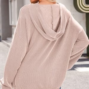 Smoke Gray Twisted Rib Texture Solid Hoodie