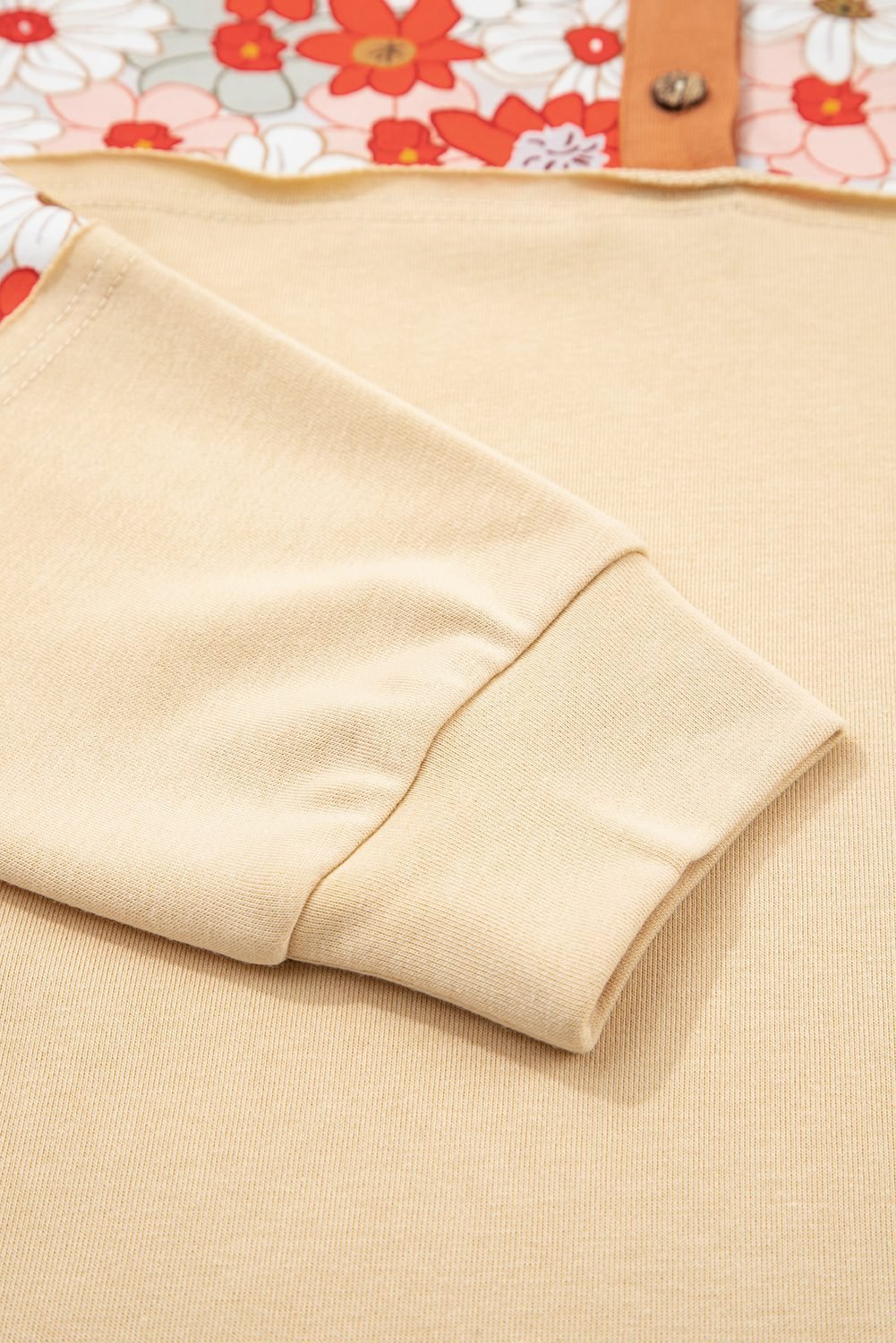 Parchment Floral Plaid Patchwork Casual Top