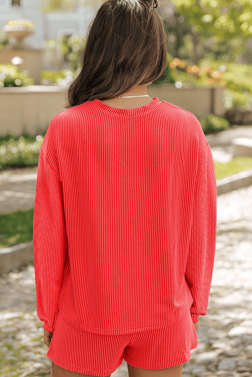 Gold Flame Sequin Christmas Tree Corded Long Sleeve Top Ans Shorts Set