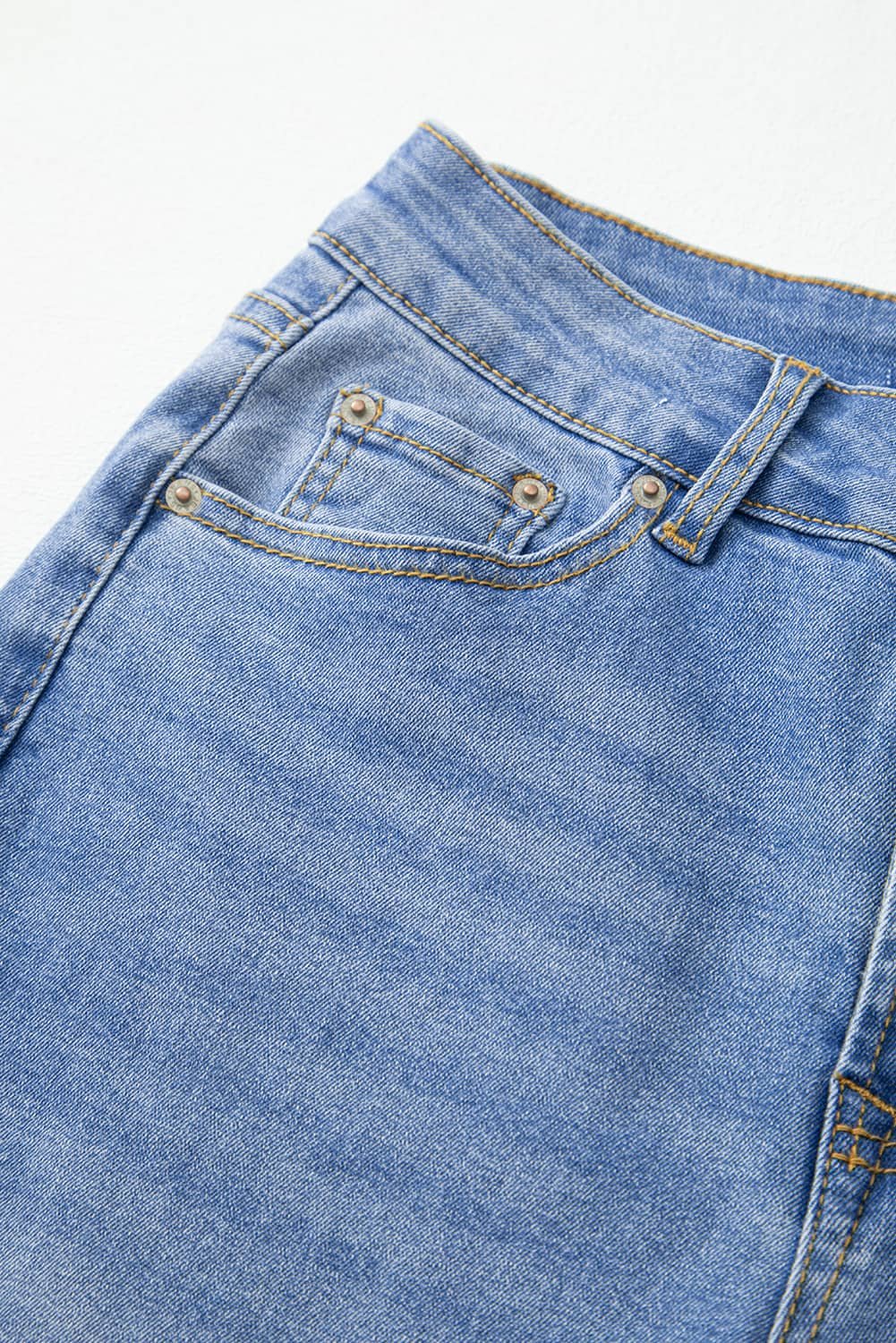 Dusk Blue Raw Hem Unique Cuffs Straight High Rise Loose Jeans