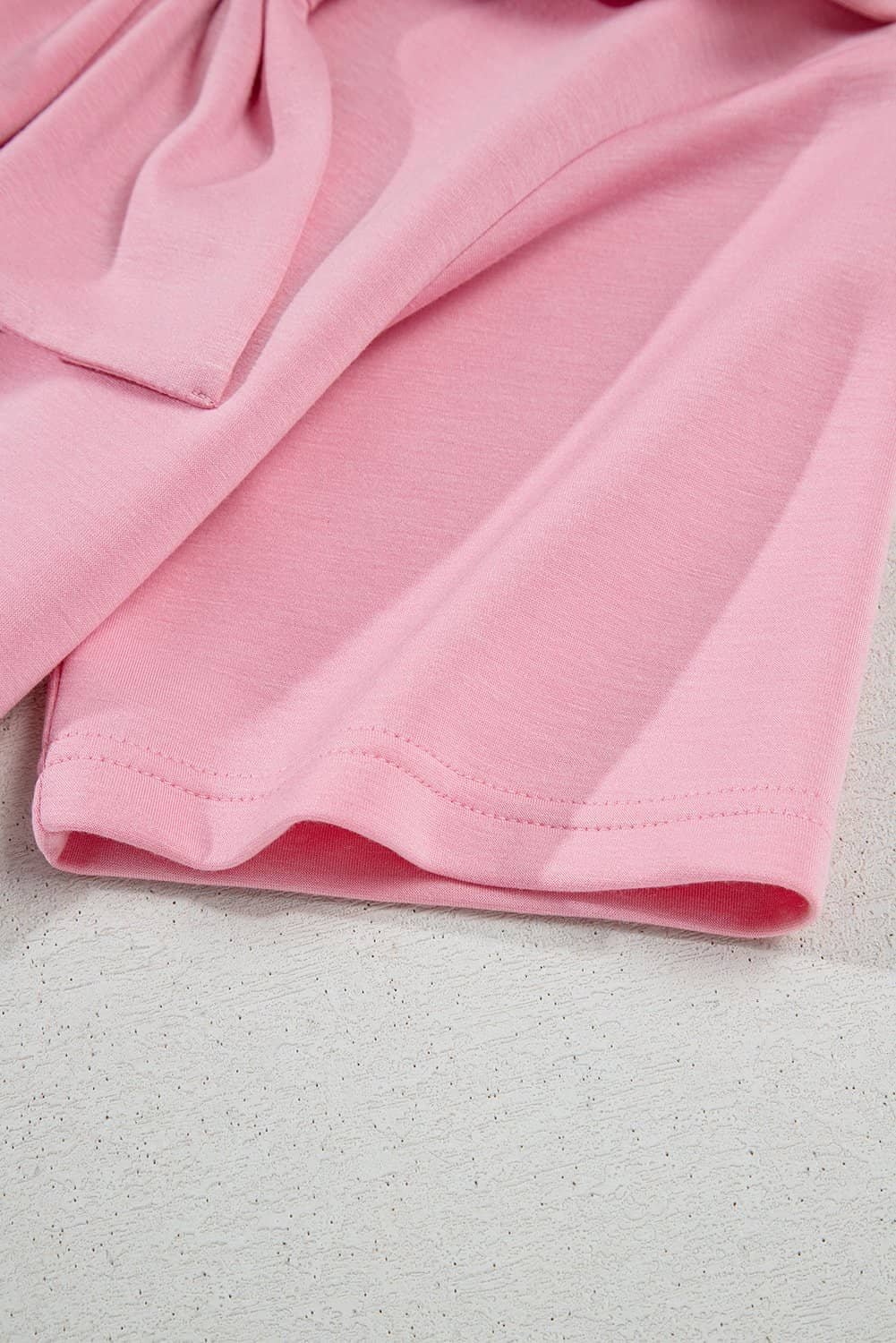 Pink Bow Applique Half Sleeve T-Shirt