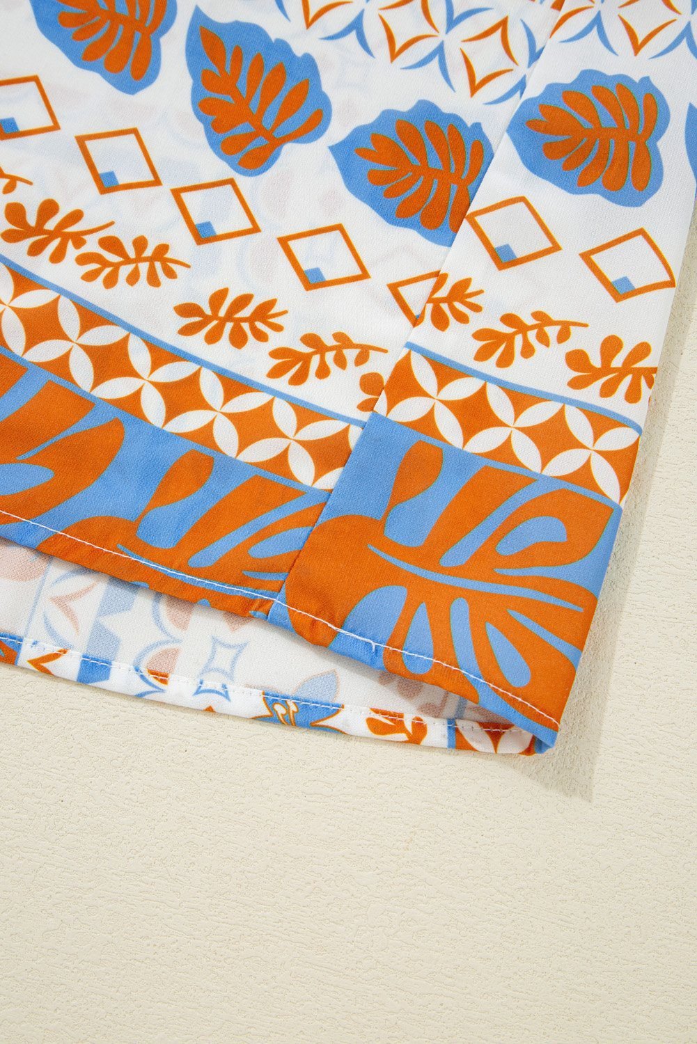 Orange Multi Printed Ricrac Trim Spaghetti Straps Maxi Dress