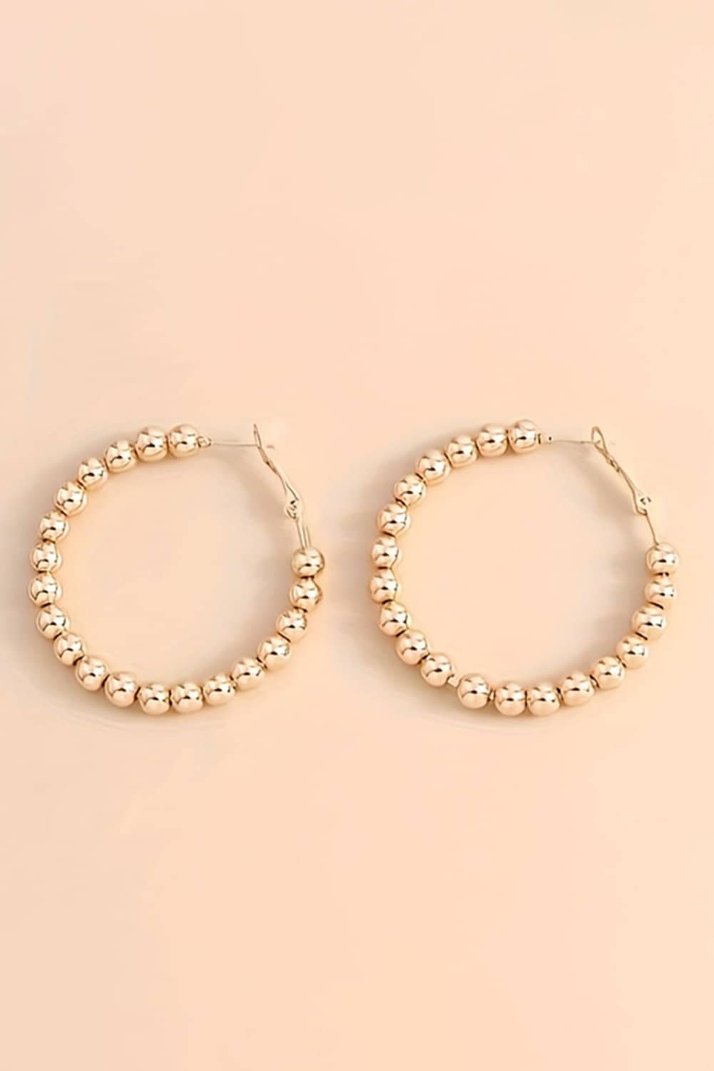 Gold Plated Beads Alloy Hoop Earrings
