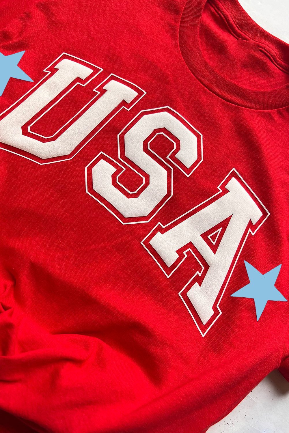 Red Star Usa Print Crewneck Patriotic T Shirt