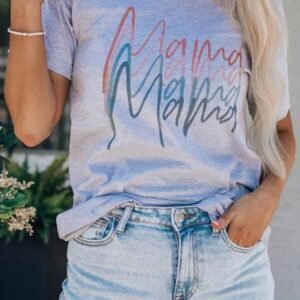 Gray Letter Mama Quadruple Shadows Graphic Tee