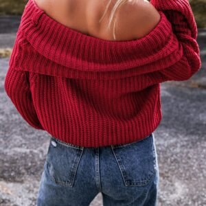 Racing Red Off-The-Shoulder Knit Sweater