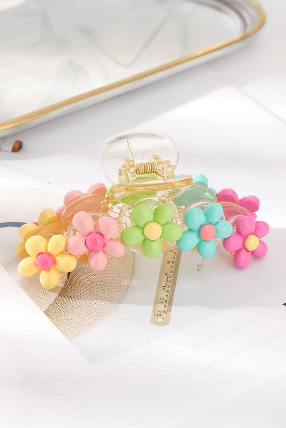 Pink Colorful Flower Shape Large Hair Clawclip