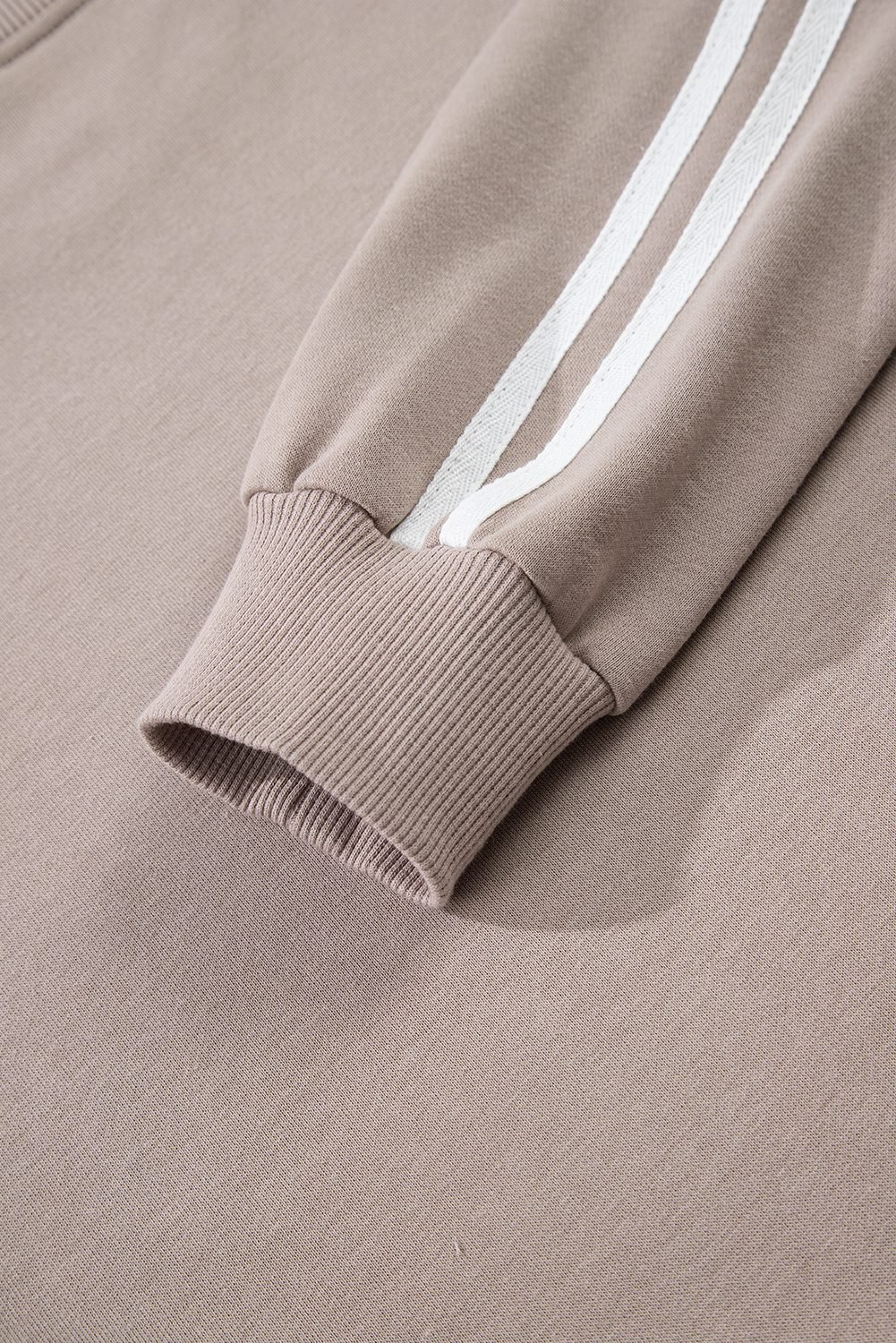 Gray Morn Varsity Striped Detail Crewneck Pullover Elastic Sweatpants 2Pcs Outfit