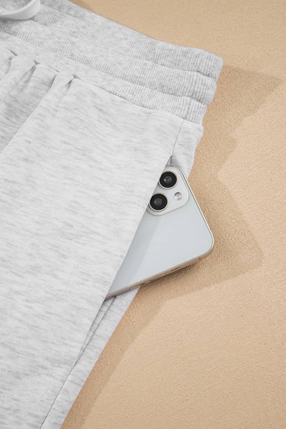 Light Grey Uneven Hem Colorblock Pullover Casual Shorts Plus Size 2Pcs Outfit