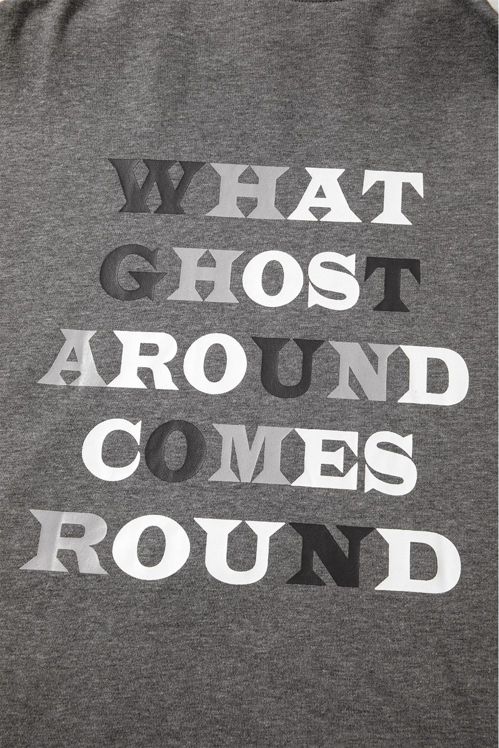 Dark Grey Cute Halloween Ghost Print Mineral Wash Oversize Hoodie