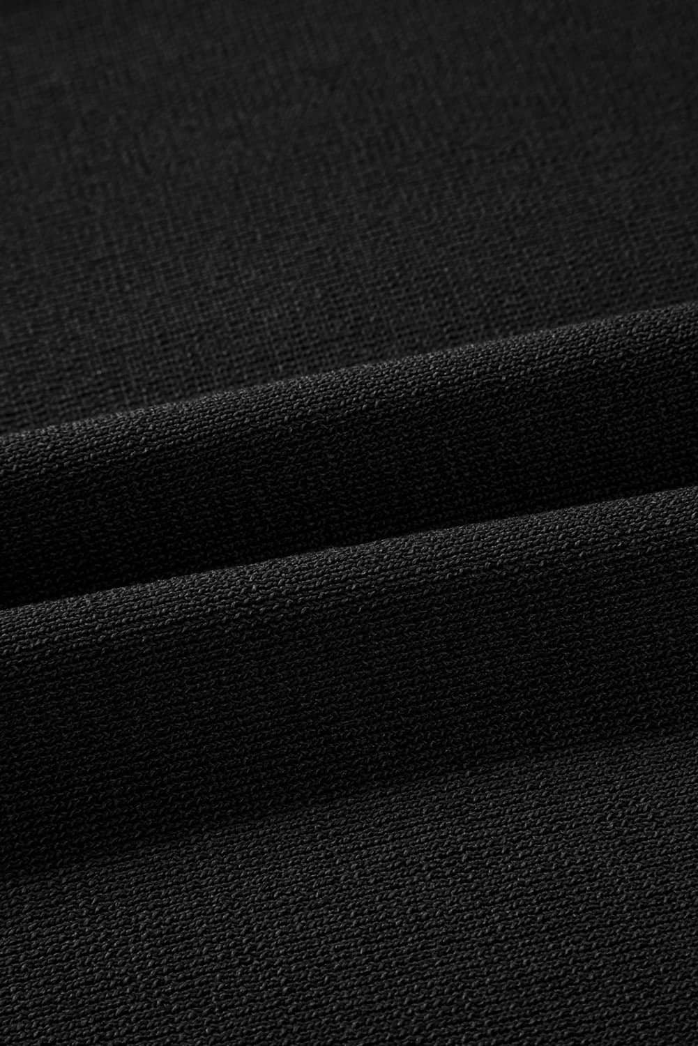 Black Contrast Trim Half Sleeve Top Drawstring Pants Loose 2Pcs Sweater Suit