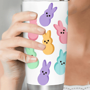 White Cute Bunny Printed Stainless Steel Thermal Vacuum Cup 20Oz