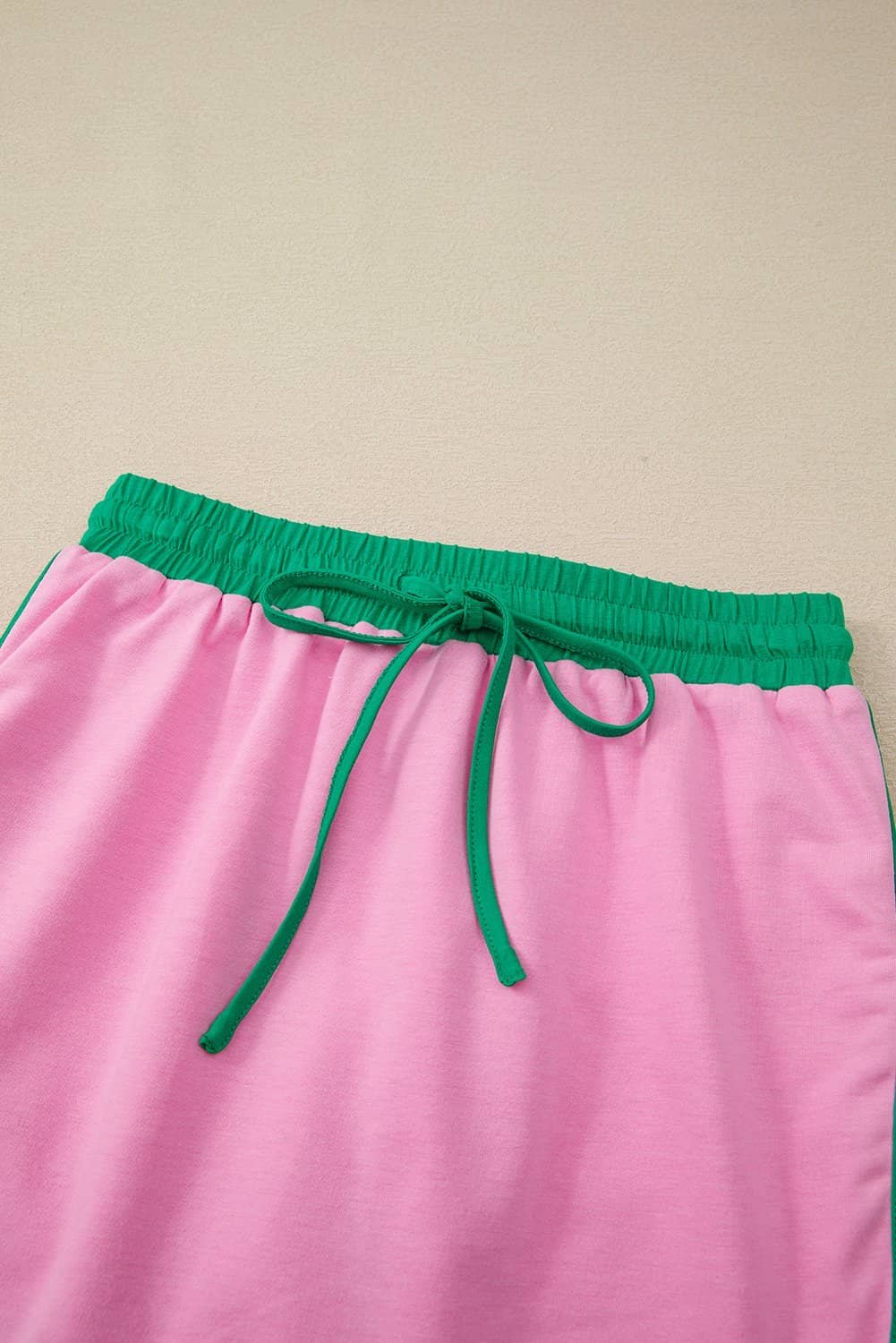 Bonbon Colorblock Edge Drop Shoulder T Shirt And Skort 2Pcs Set