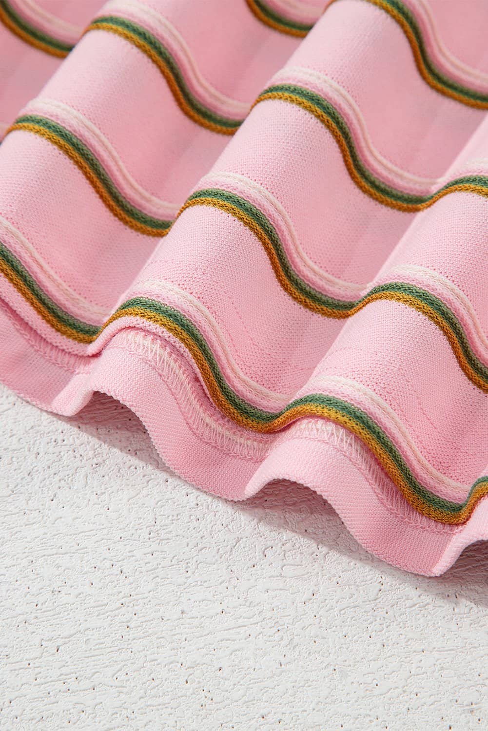 Pink Stripe Wide Short Sleeve Tee And Short Set