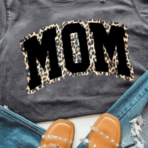 Gray Leopard Mom Graphic Crewneck Mothers Day T Shirt