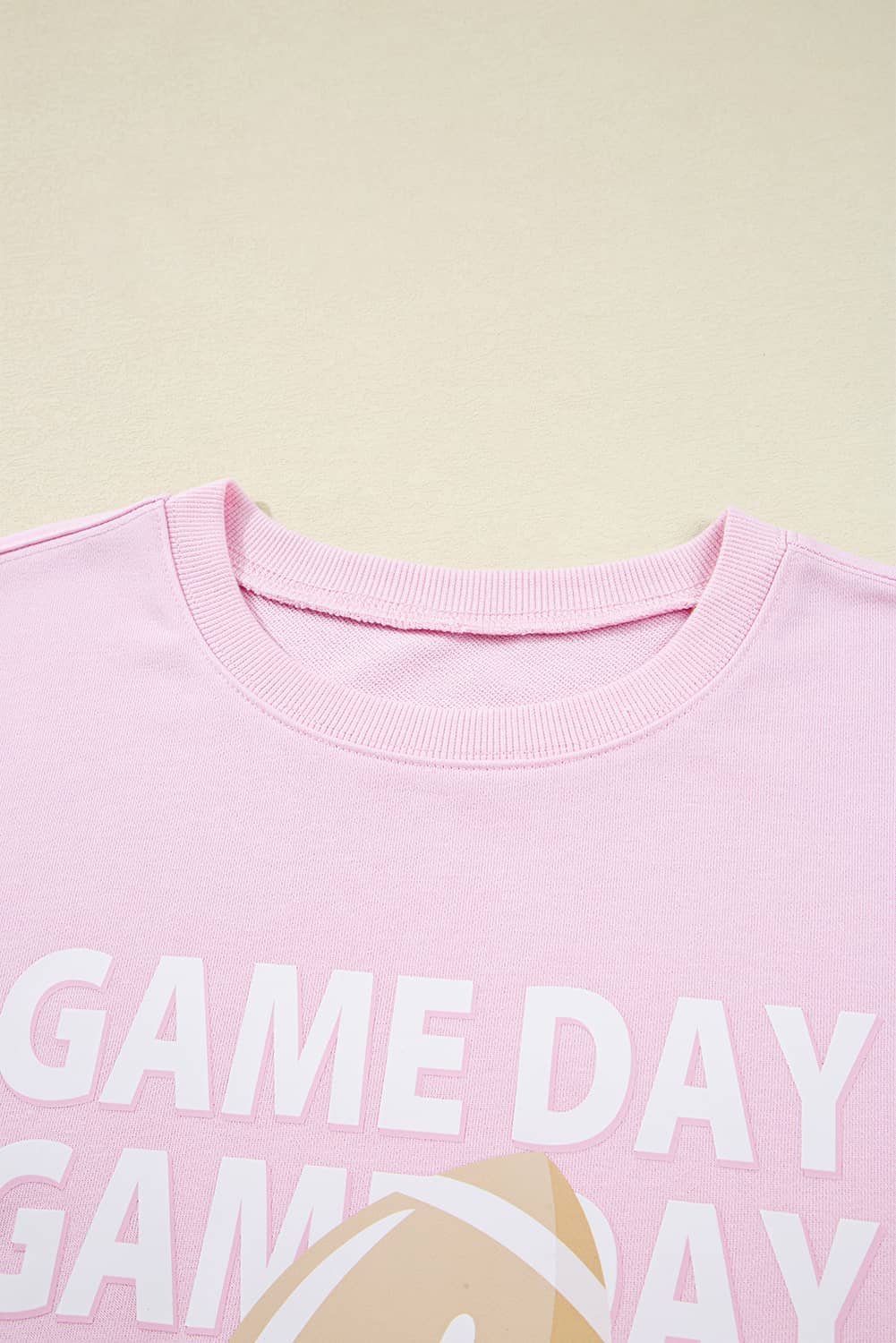 Pink Game Day Football Rugby Print Casual Sweatshirt