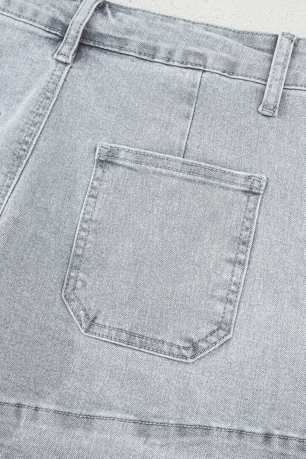 Dusk Blue Scalloped Hemline Acid Wash High Waist Denim Shorts